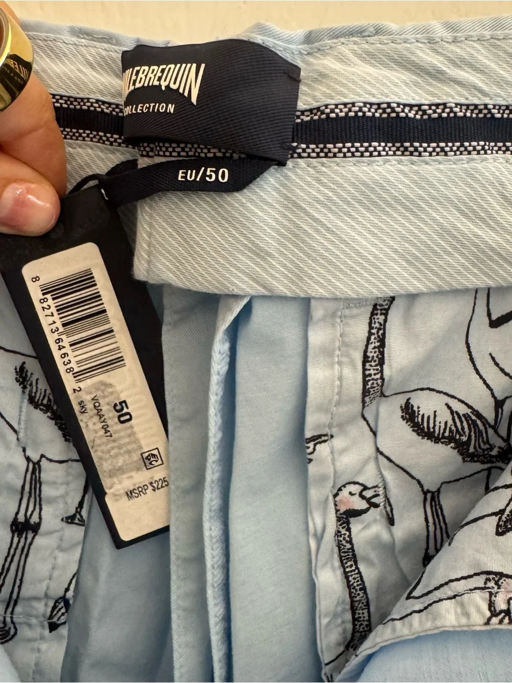 Vilebrequin Light Blue Flat-Front Cotton Shorts